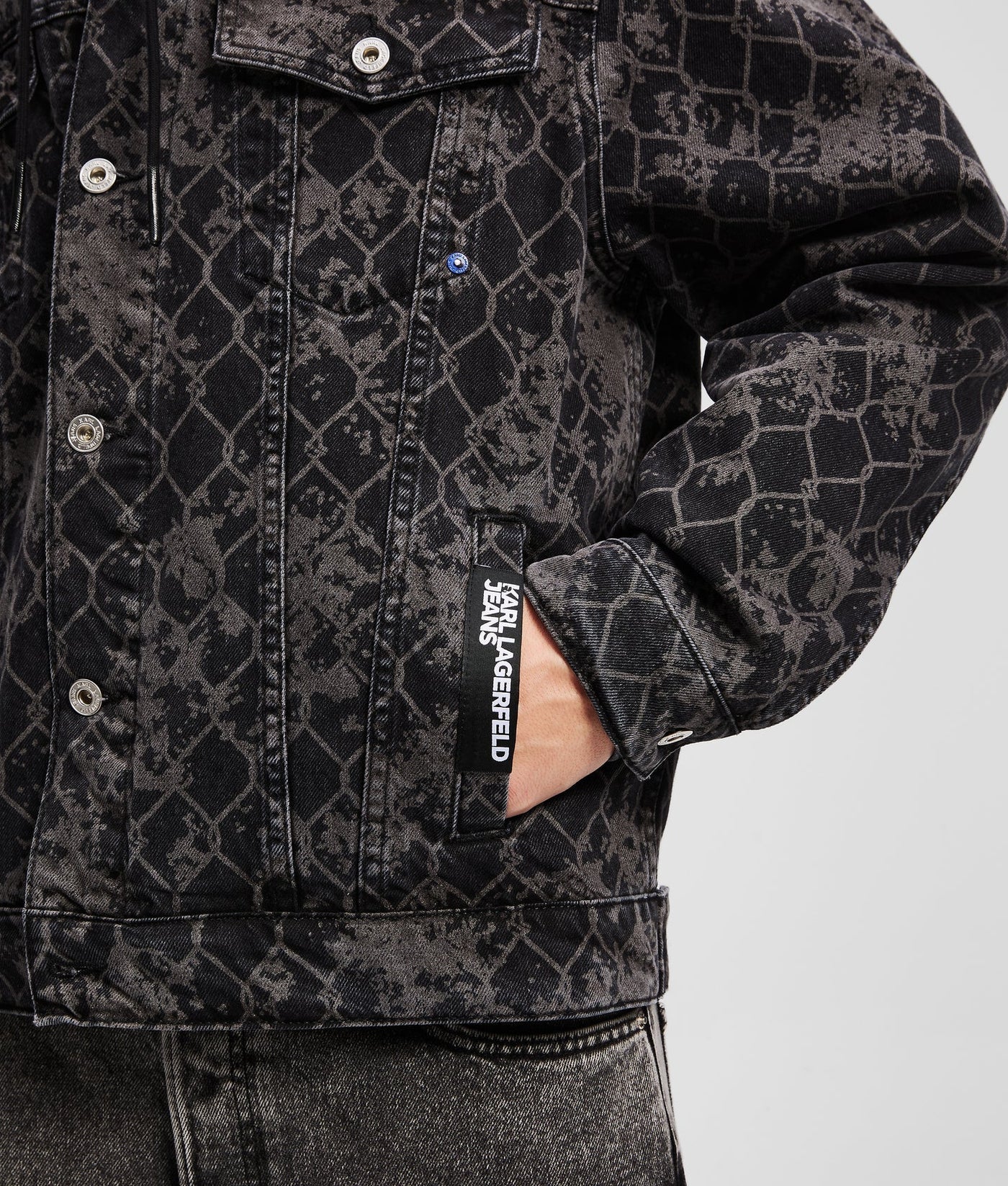 KARL ALL-OVER PRINT DENIM JACKET