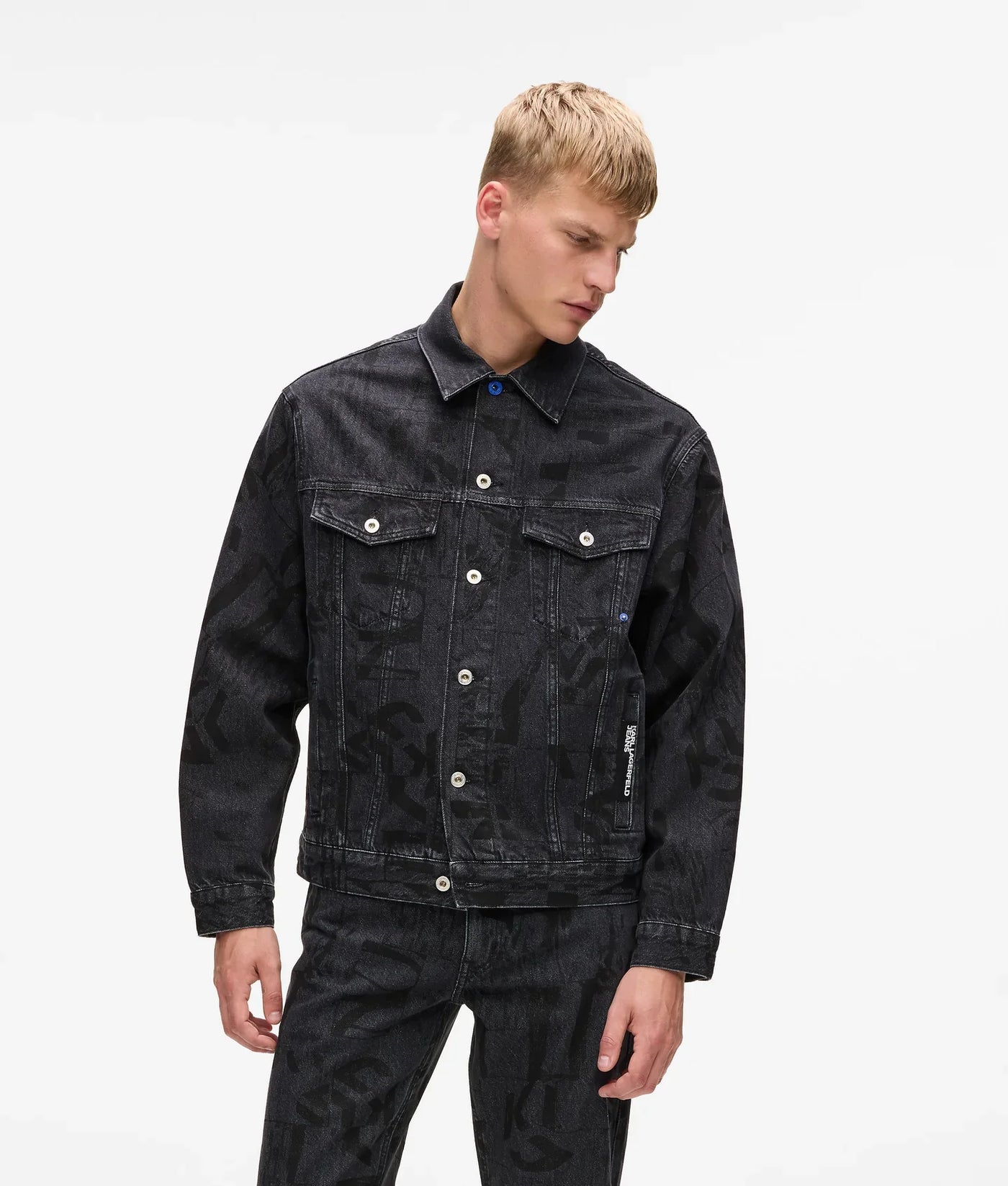 KARL ALL-OVER MONOGRAM DENIM JACKET