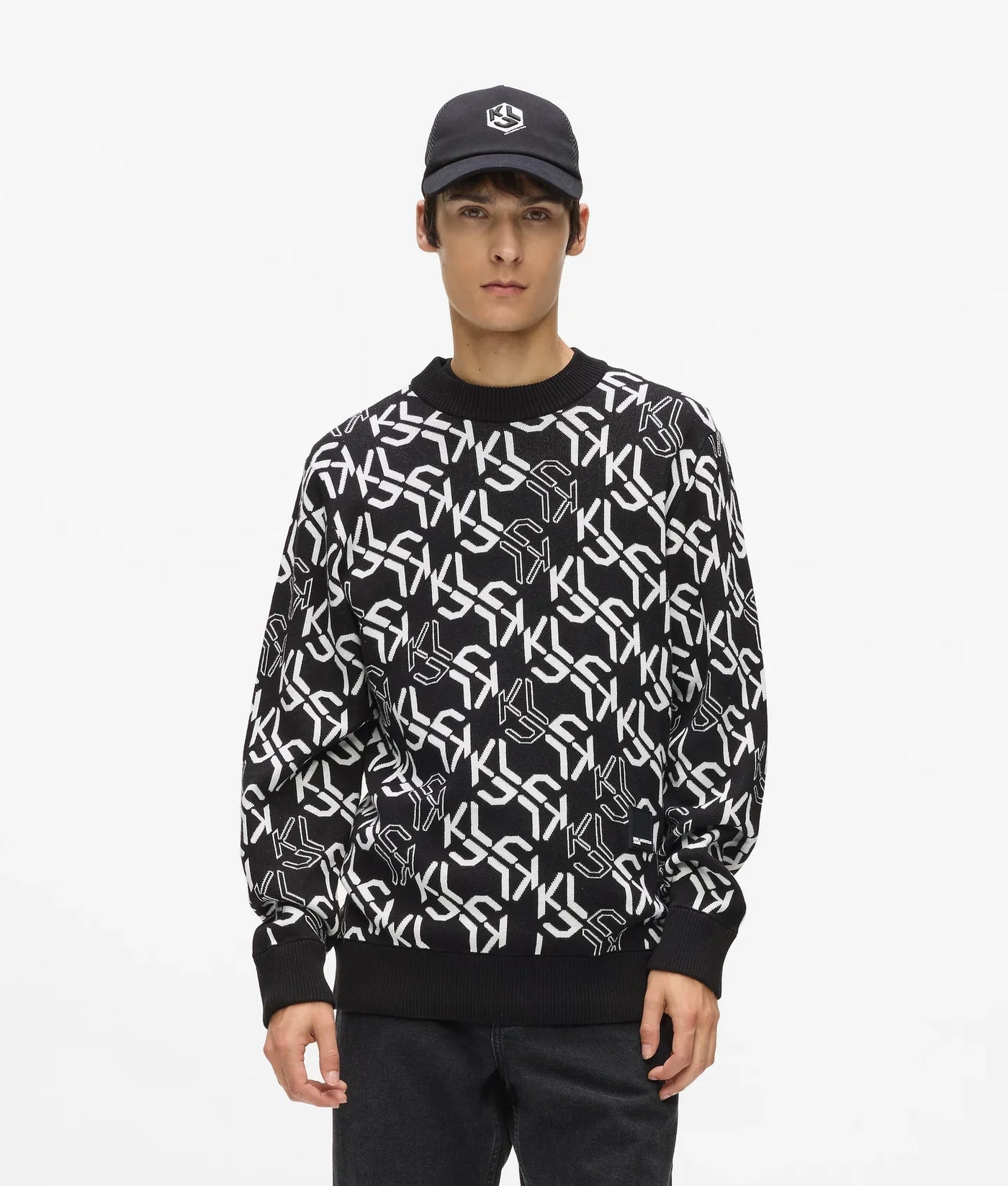 KARL ALL-OVER MONOGRAM SWEATER