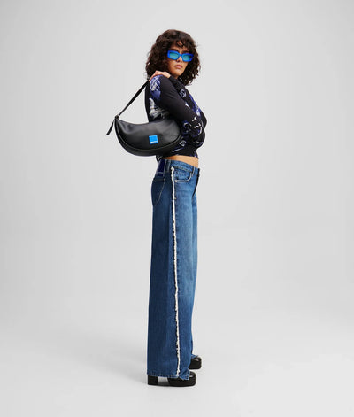 KARL FRINGED MID-RISE RELAXED JEANS