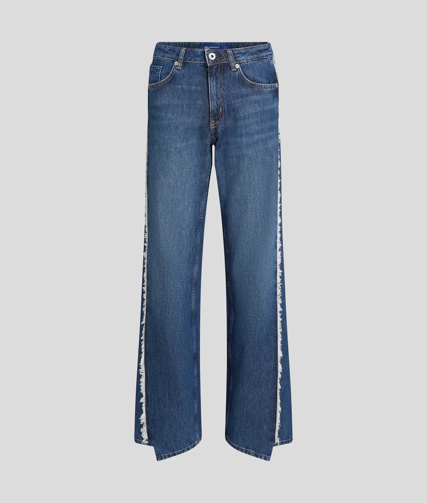 KARL FRINGED MID-RISE RELAXED JEANS