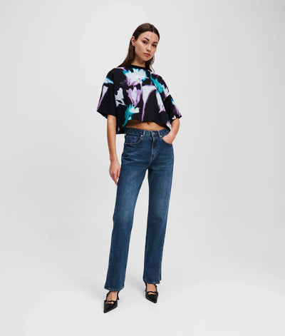 KARL SPLIT-HEM HIGH-RISE STRAIGHT JEANS
