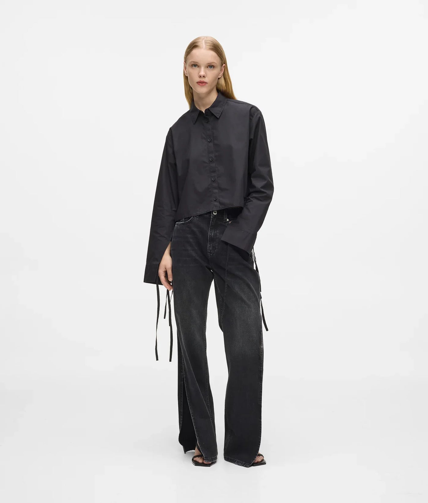 KARL SPLIT-LEG HIGH-RISE STRAIGHT JEANS