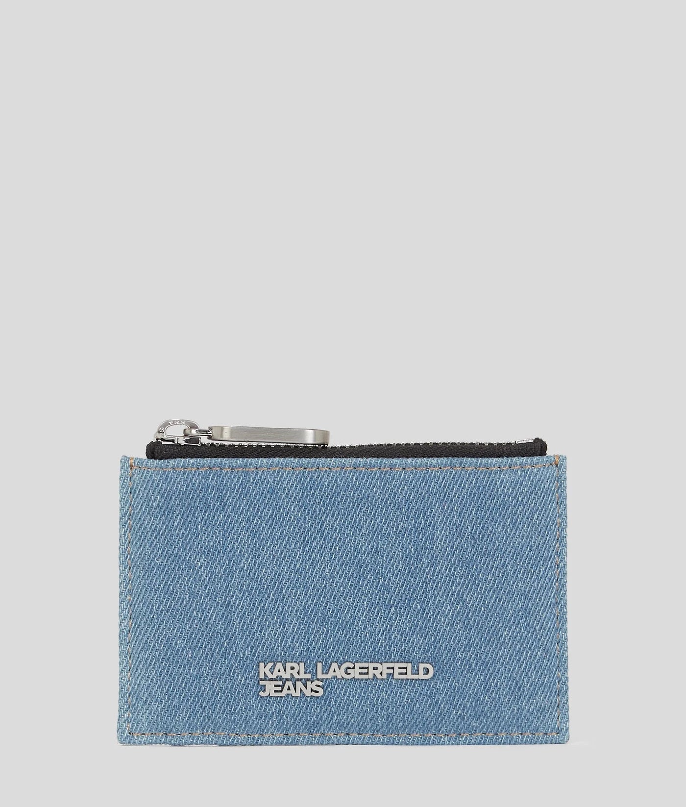 KARL METAL LOGO DENIM CARDHOLDER
