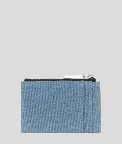 KARL METAL LOGO DENIM CARDHOLDER