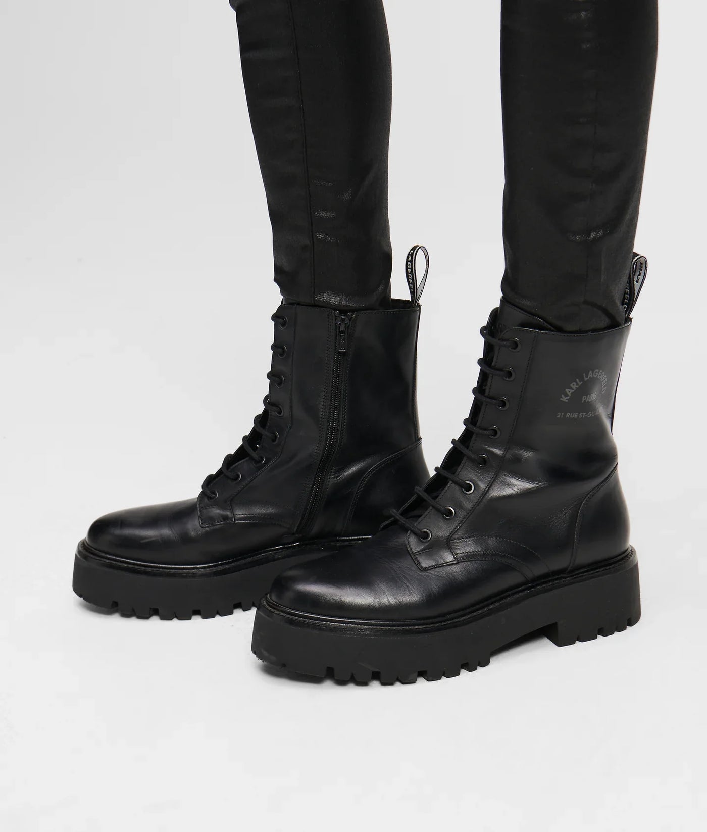 KARL BURLY BIKER LACE-UP BOOTS
